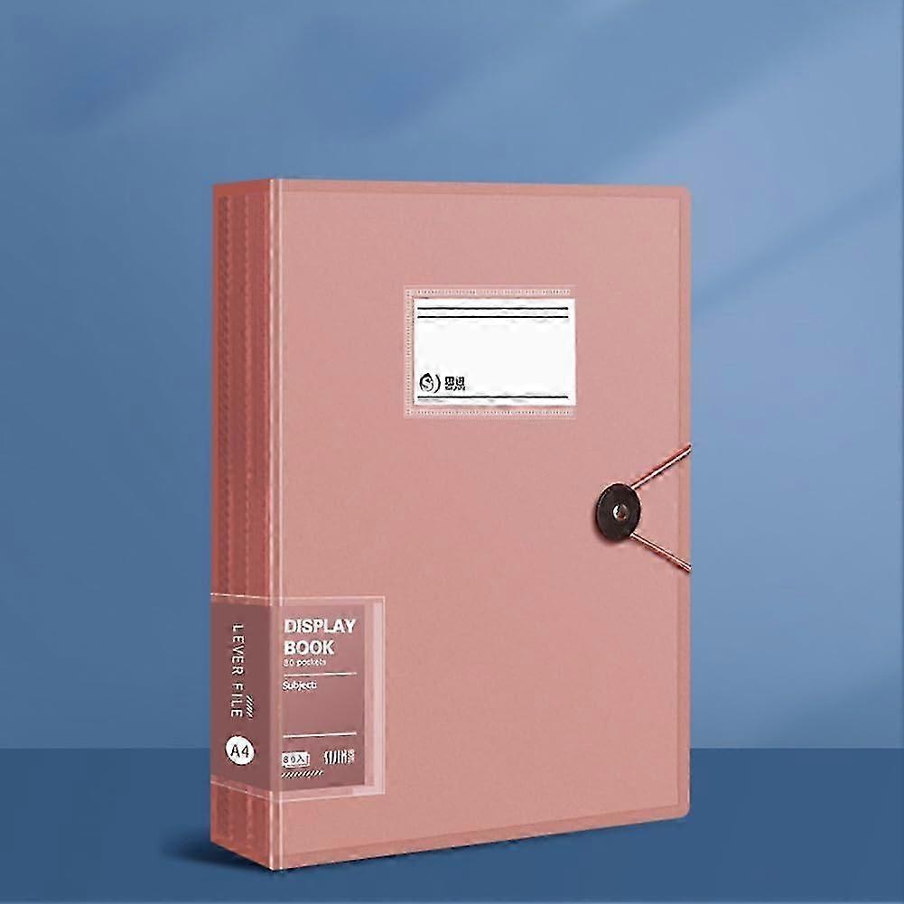 A4 Display Book 80 Pockets 160 Sides Transparent Pink Business Presentation Folder Document Holder