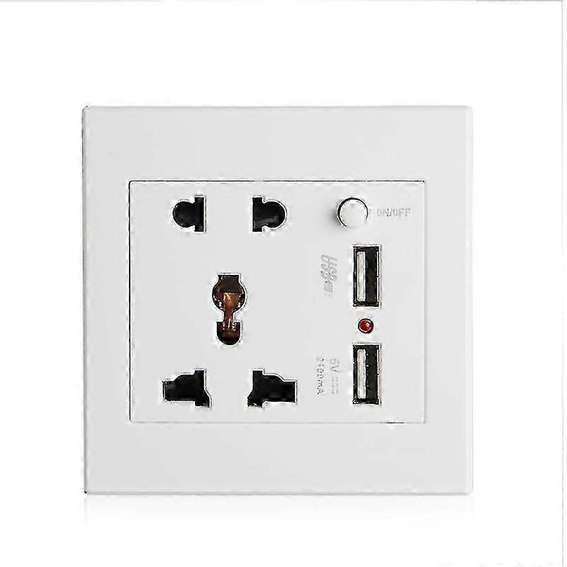 2025 Socket+2 Usb+switch Wall Socket Charger Ac/dc Power Adapter Plug Outlet Panel