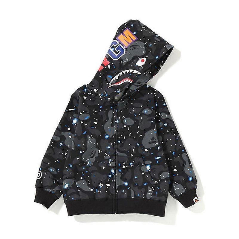 Sweat-shirt à capuche zippé 3D motif requin pour enfants, garçons et filles, veste décontractée