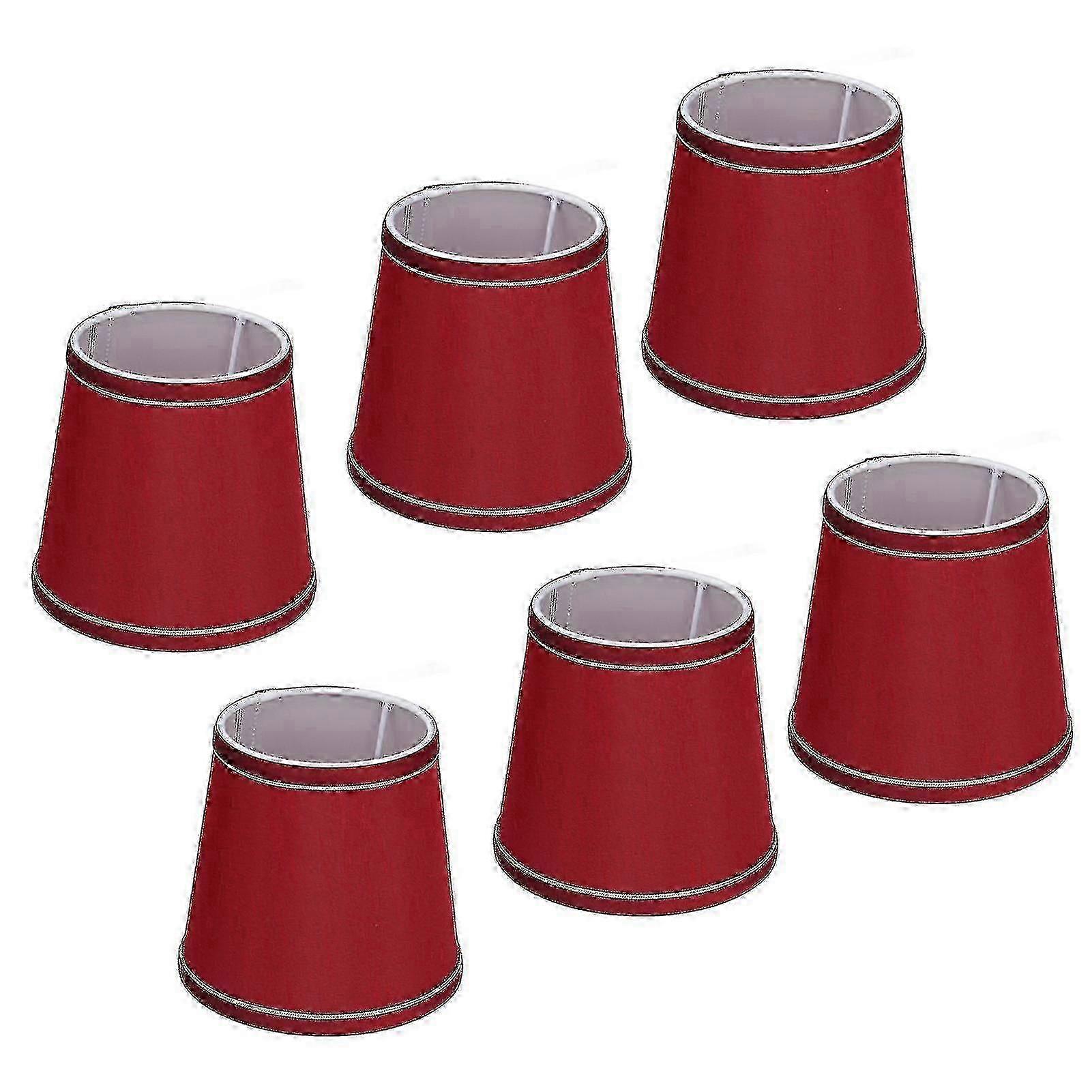 Fabric Lampshade Set of 6 Modern Simple Design for E14 Lamp in Wine Red Color 25-26s