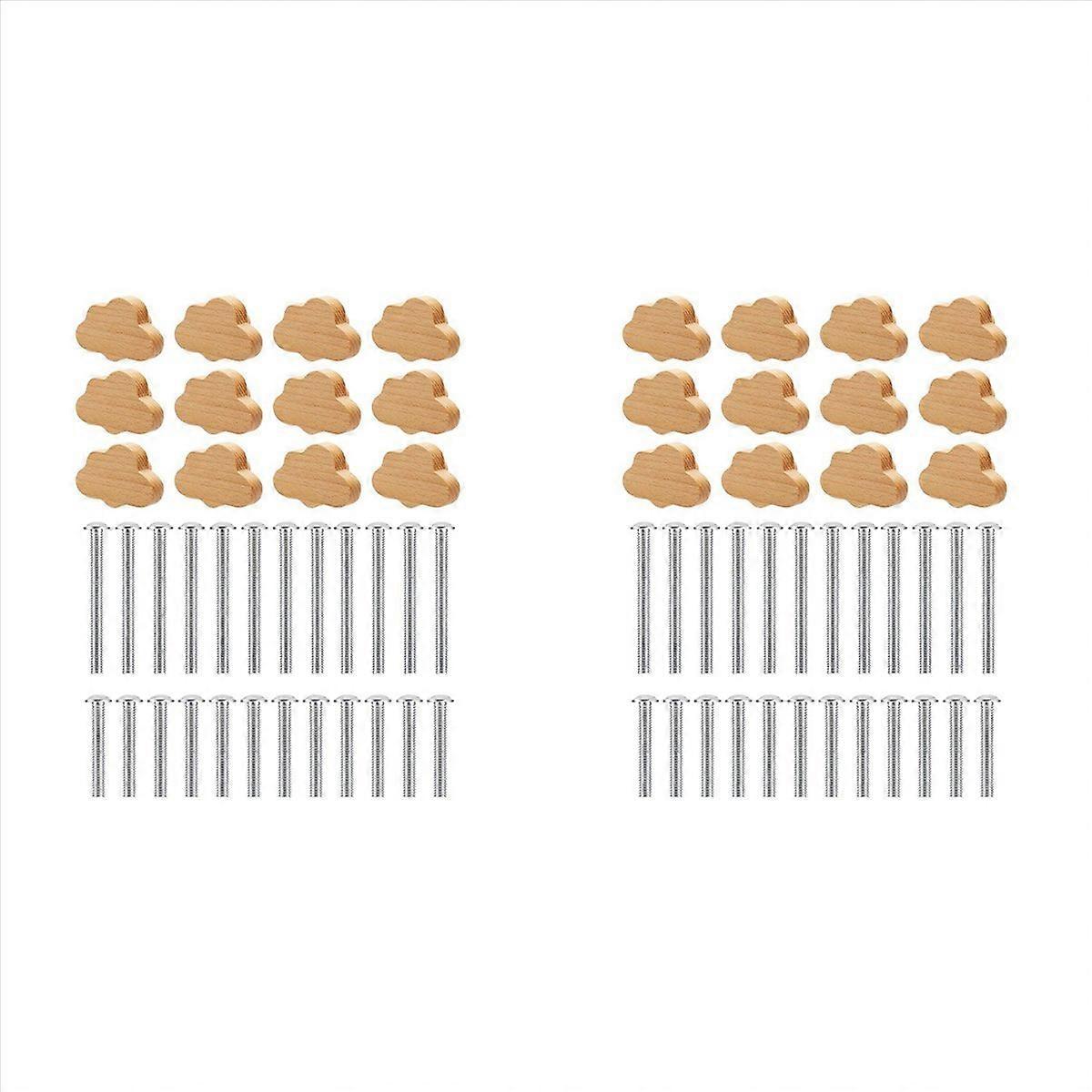  Beech Wood Drawer Knobs Cloud-Shaped Wooden Dresser Pulls