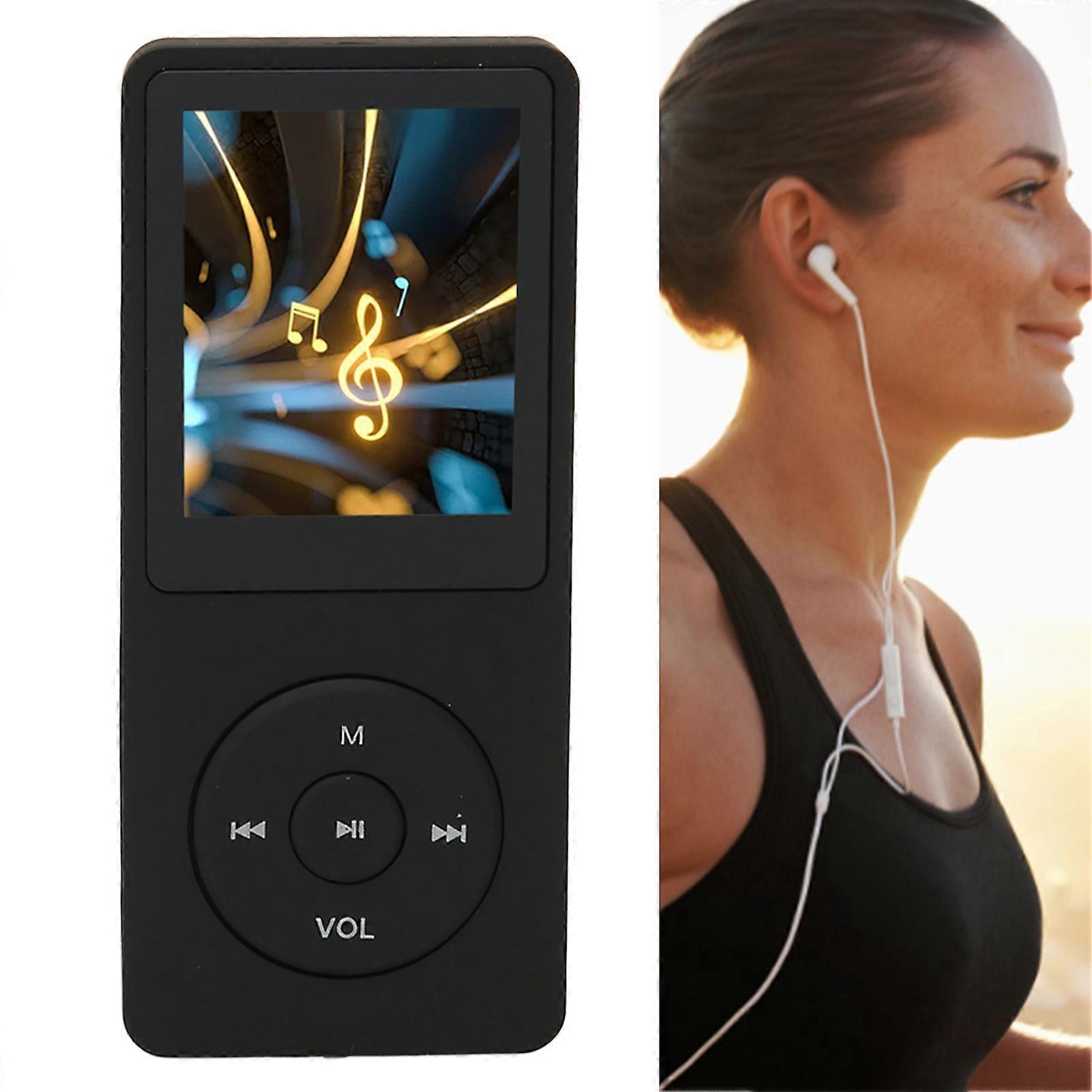 MP3 MP4 Player 1.8in Screen 8GB Memory 64GB Expandable 30 Hours Playback Multi Function Sports Music Player Black 