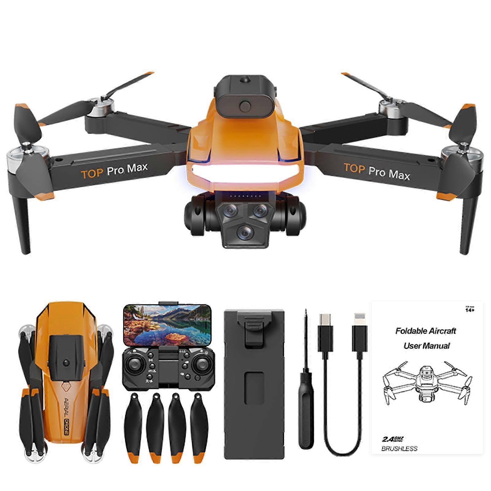 Small Drone with Camera, 3 Cameras Brushless Motor, FPV RC Quadcopter with Gesture Control, Headless Mode, Wind Resistance for Adults & Beginners