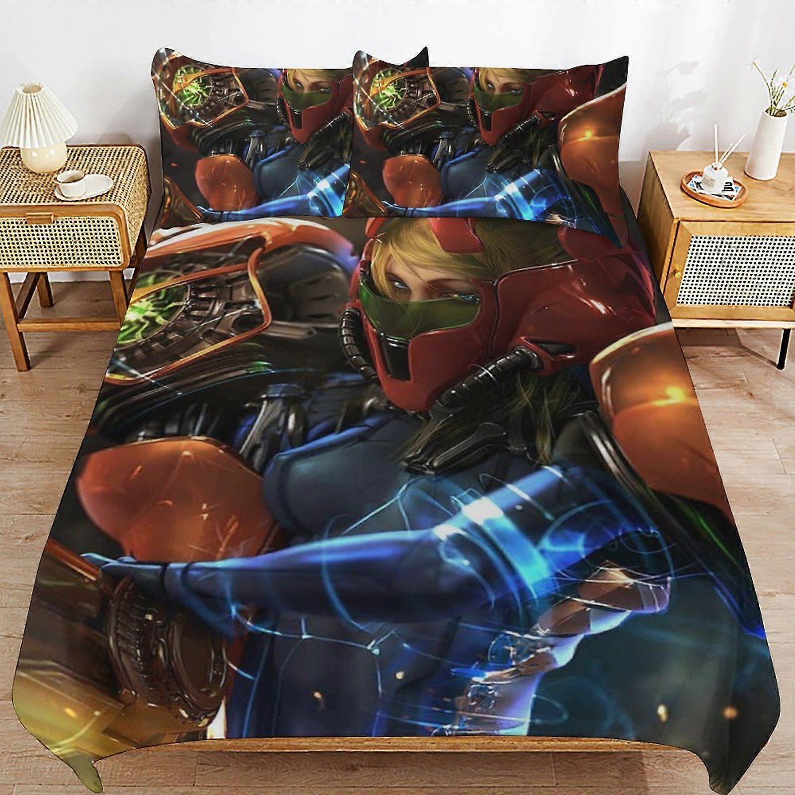 x391 Metroid Lightweight Comfort Cozy Zipper Access Layered Fabric Duvet Cover Sets with Soft Finish k391