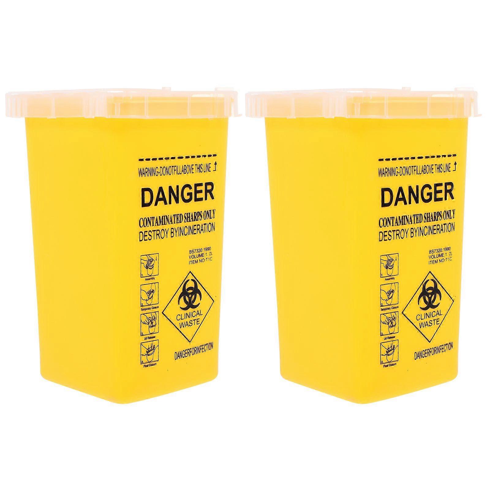 2Pcs Multi-function Sharps Buckets Plastic Disposal Containers Thickened Disposal Boxes