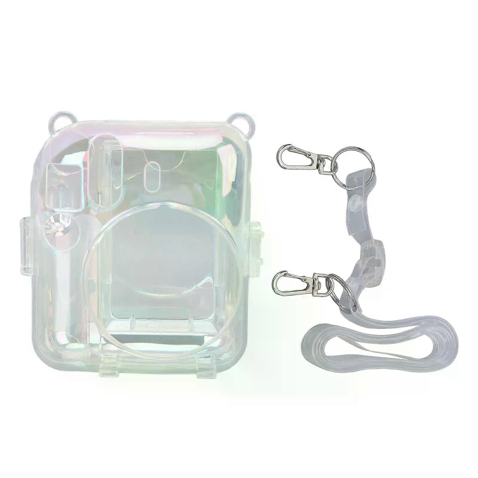 Clear Case for Fujifilm Instax Mini 12 PC Transparent Colorful Instant Camera Protective Carrying Case with Adjustable Shoulder