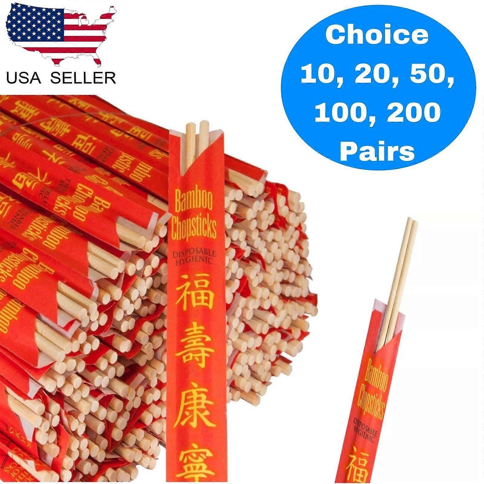 Disposable Chinese Bamboo Chopsticks, 9" Long, Individually wrapped