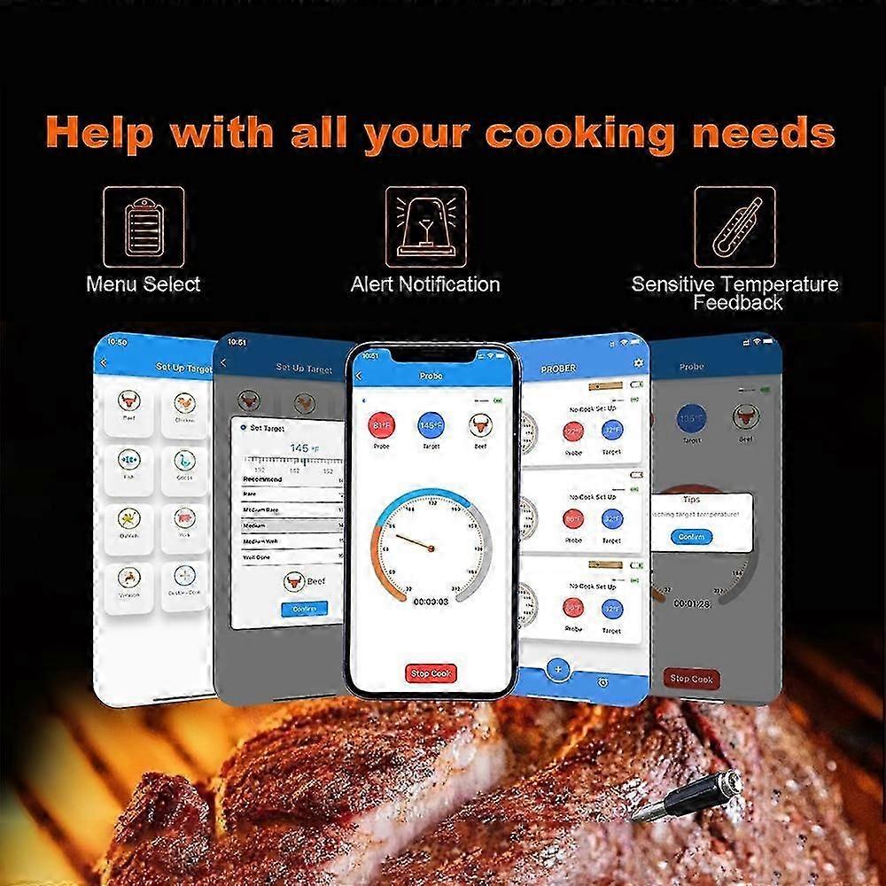 Smart Meat Thermometer Pop up Instant Read Food Thermometer APP Control with Wireless 500FT Range Ti