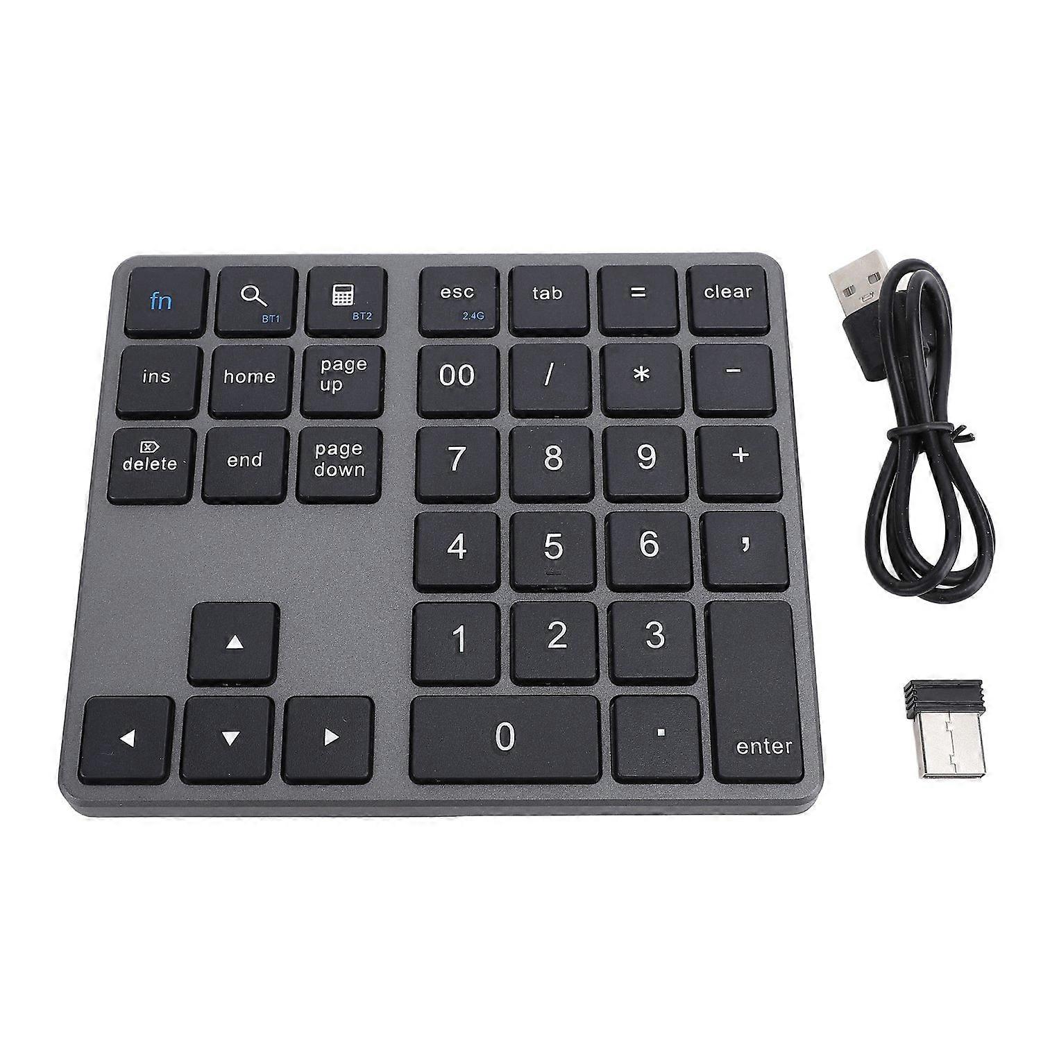 35 Keys Numeric Keyboard with Receiver 2.4G Wireless BT5.0 BT3.0 Number Keypad for OS X Laptop Deskt