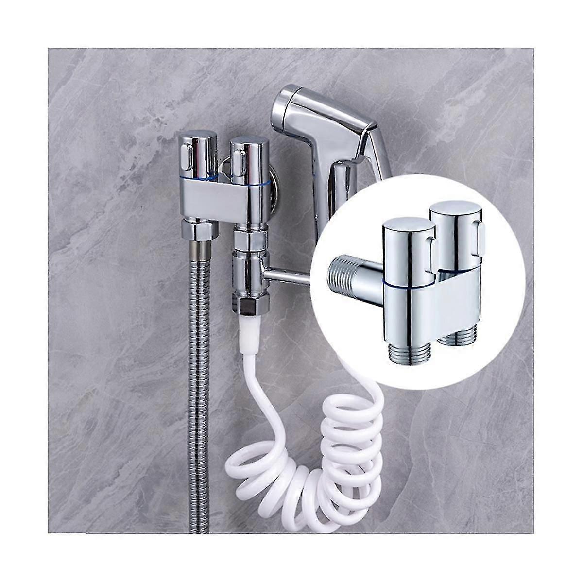 Mini Multi-function Faucet Brass 1 Into 2 Out Dual Control Washing Machine Chrome Tap For Washing Machine And Toilet-a