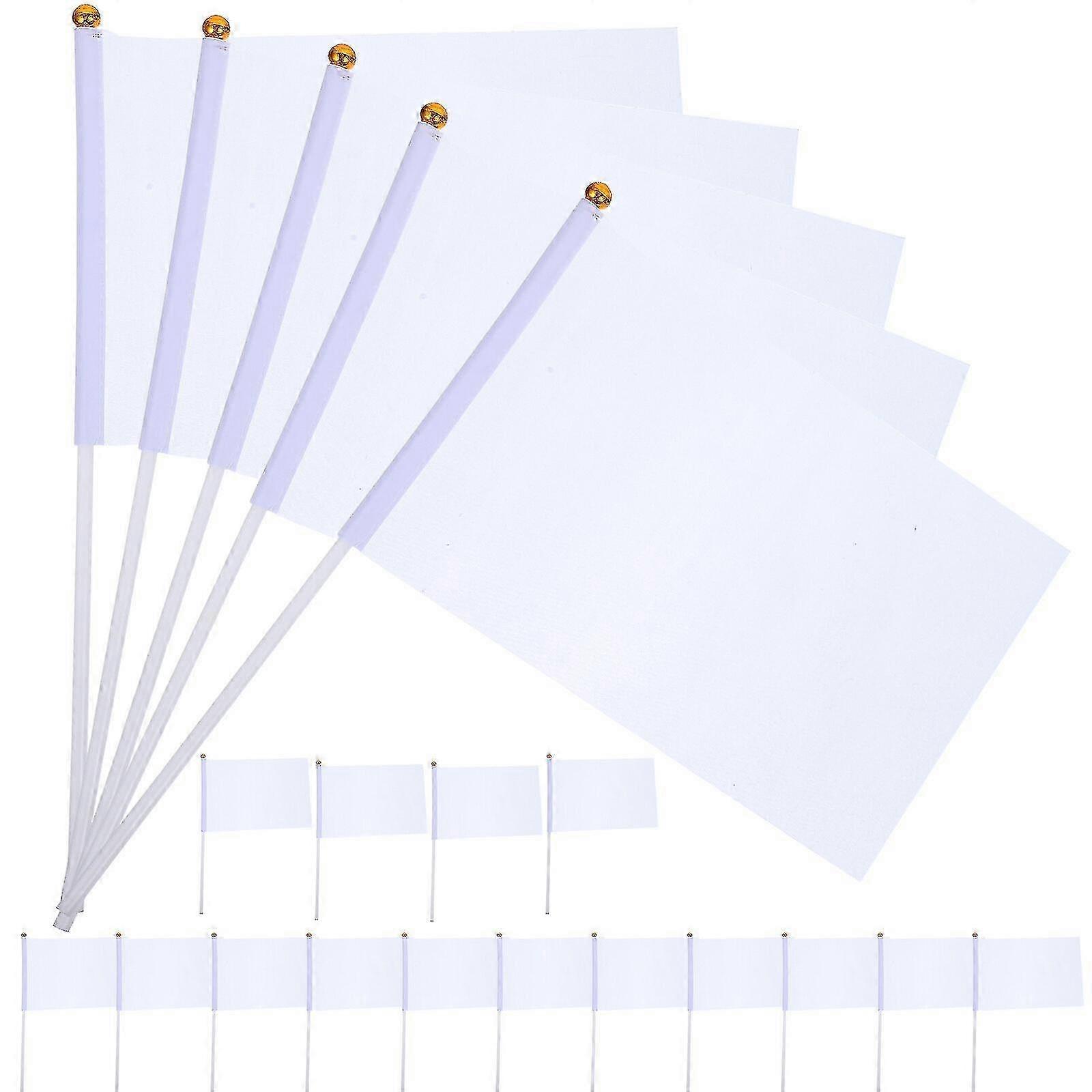 20pcs Portable Hand-cranked Bunting Hand-cranked Flag Commanding Referee Flag Hand-cranked Flag Command Flag (White) f54