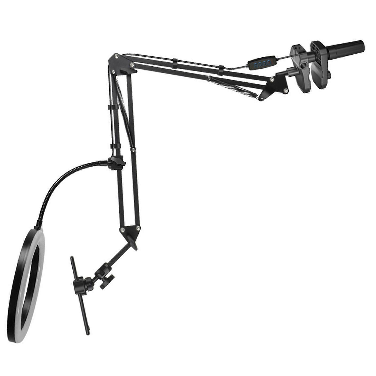 Overhead Camera Mount with Rings Light 360 Rotating Metal Arm Phone Holder Video Recording Phone Mount Enduring Multicolor