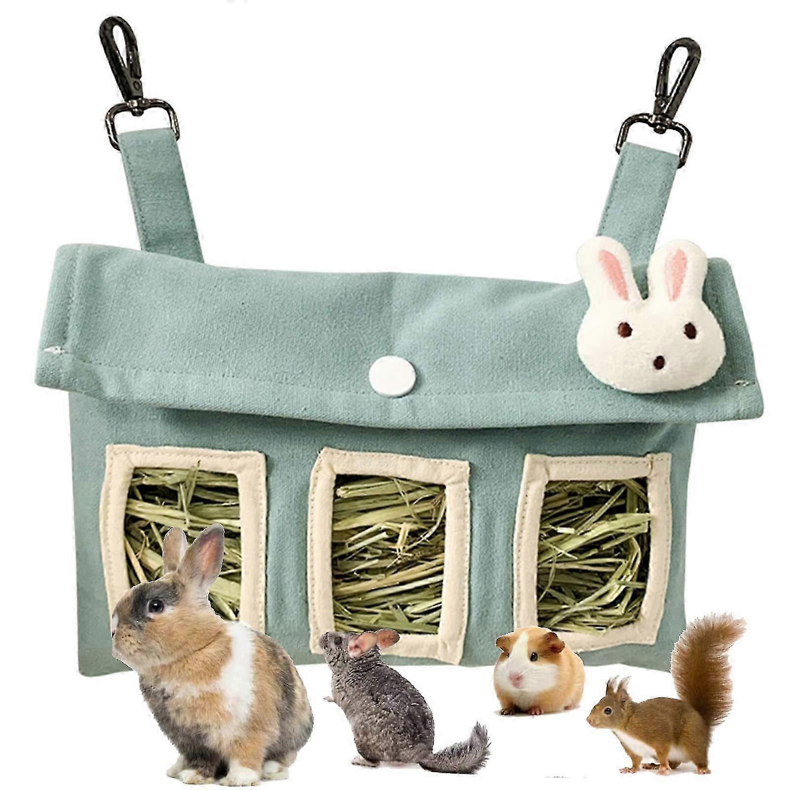 Rabbit Hay Feeder Bag, Large Size Hanging Feeding Sack For Cage Canvas Hay Feeder Storage For Bunny Guinea Pig