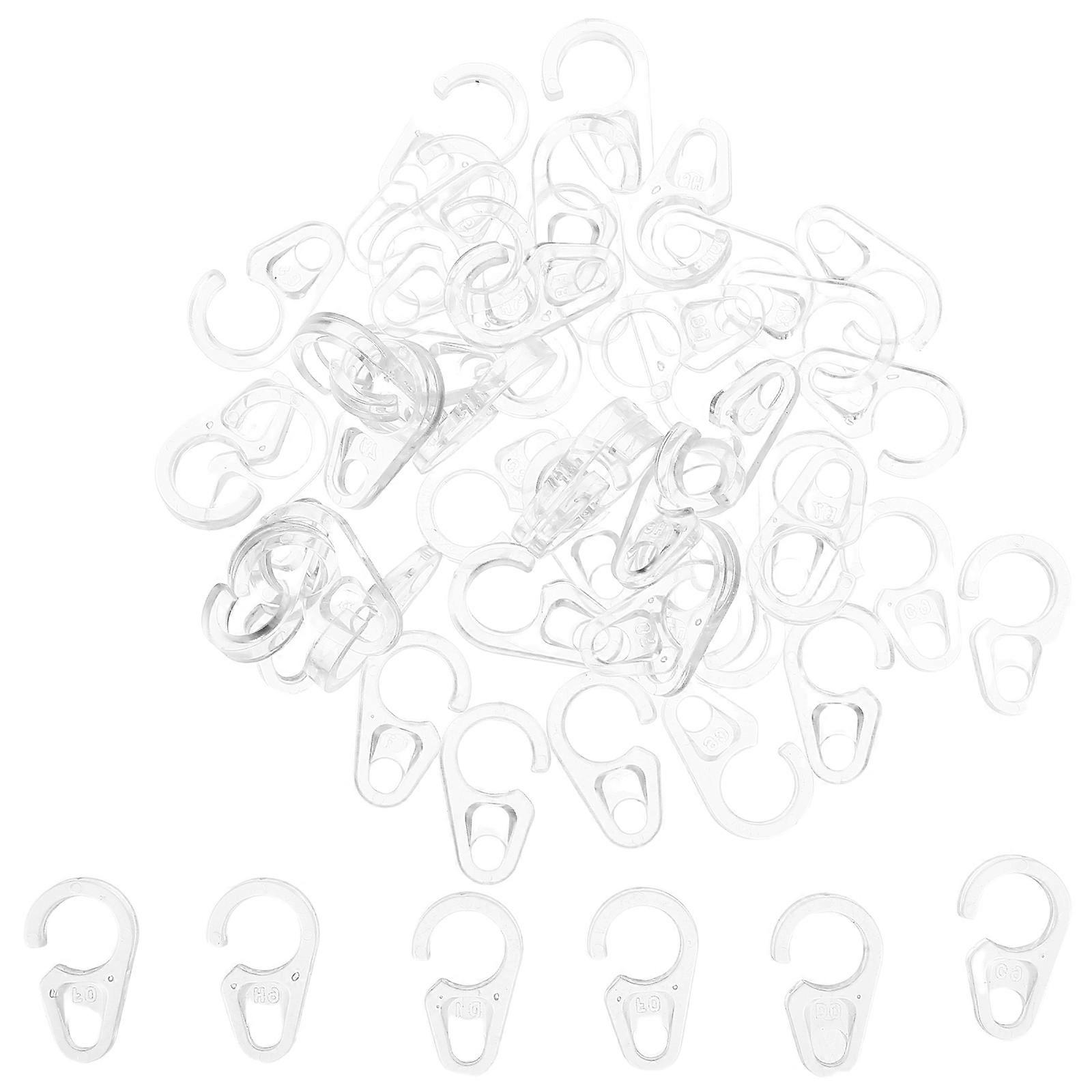 Plastic Curtain Hooks Transparent for Curtain Track 50Pcs Reinforced Design
