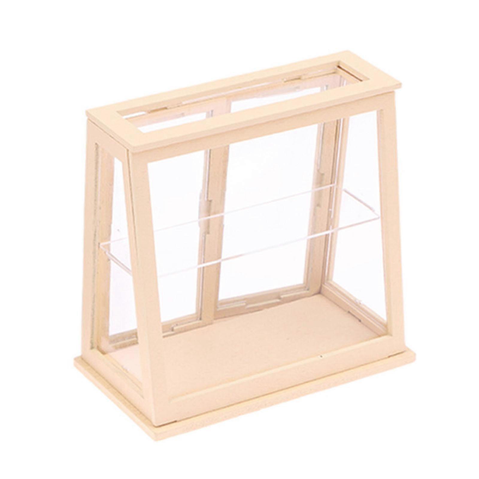 Wooden Mini Cake Shop Display Case For Dollhouses Scene Compact Lightweight Design  Log transparent cabi