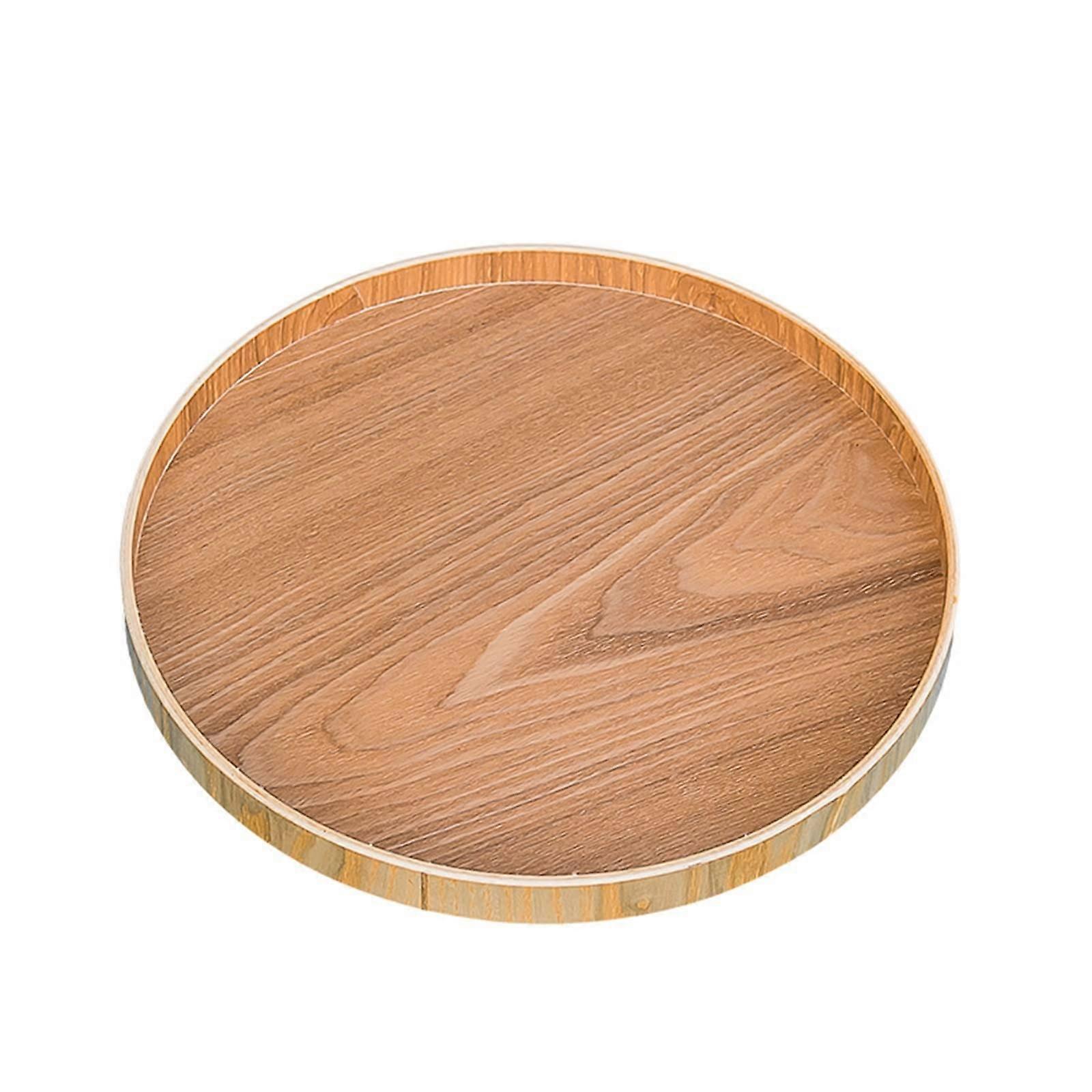 Solid Wood Food Serving Tray for Bread, Fruit, Dessert and Snacks Organizer Plate 37.5cm