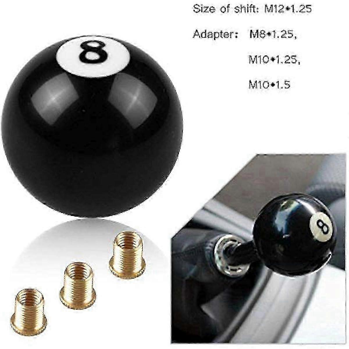 Shift Knob Manual Gear Shift Lever Round Ball 8 Ball Unviersal 4 5 6 Speed with 3 Adapters Black