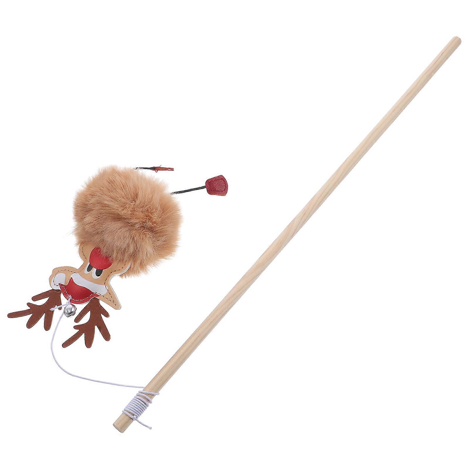 Christmas Cat Wand Toy for Exercise Kitten Interactive Teaser