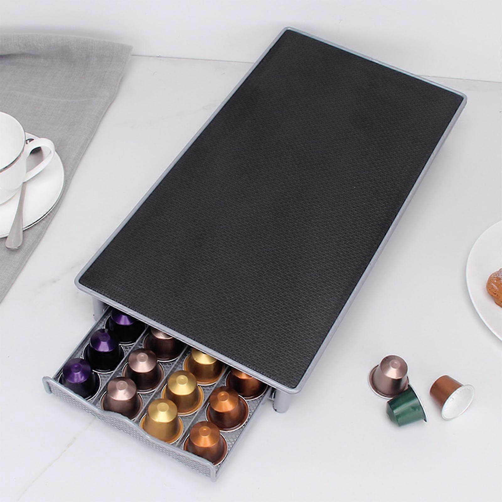 Coffee Pod Storage Drawer for 40 Capsules, Durable Metal Holder for Coffee Maker Countertop