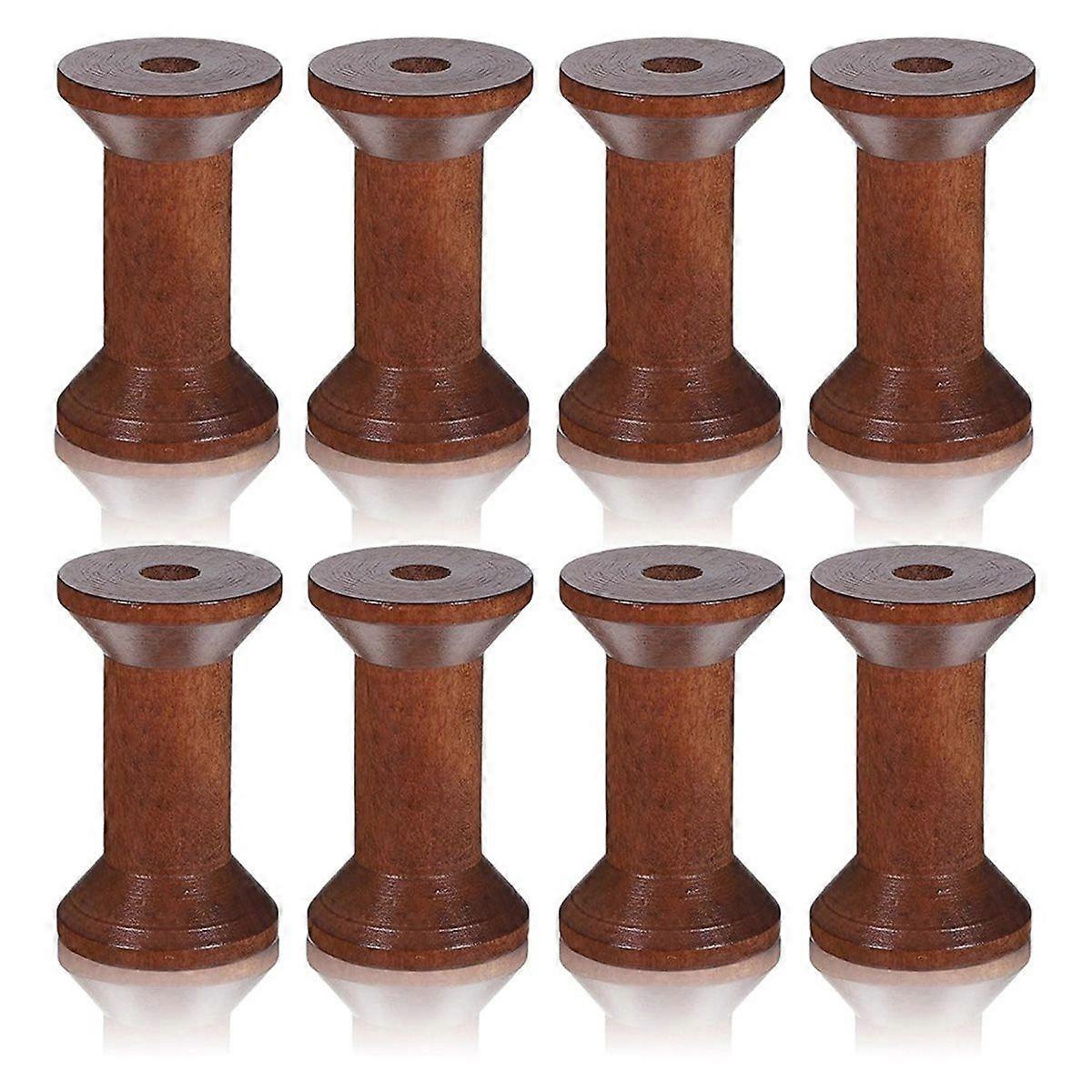8pcs 2" Wooden Spools of Crafts Empty Natural Wood Thread Spools Bulk Empty Thread Spool Antique Wo