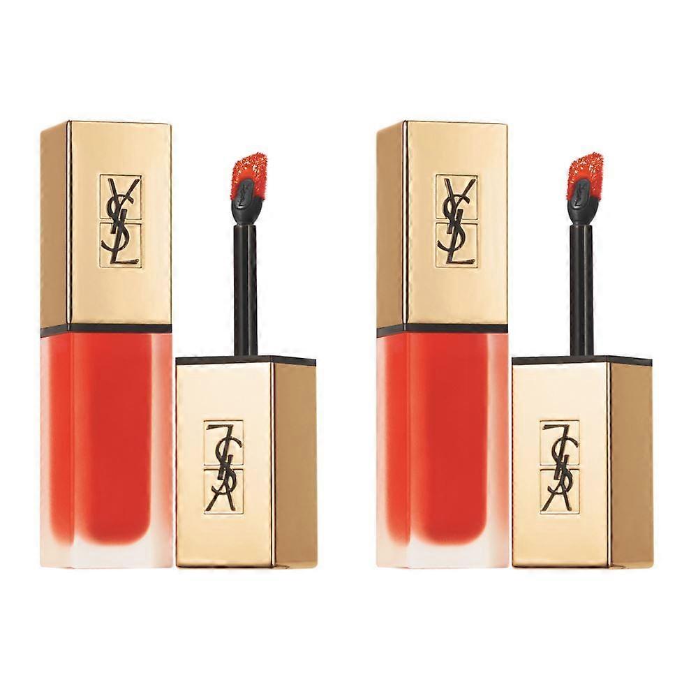 2 x Yves Saint Laurent Tatouage Couture Tinte Líquido Matte Labial - 02 Crazy Tangerine 6ml