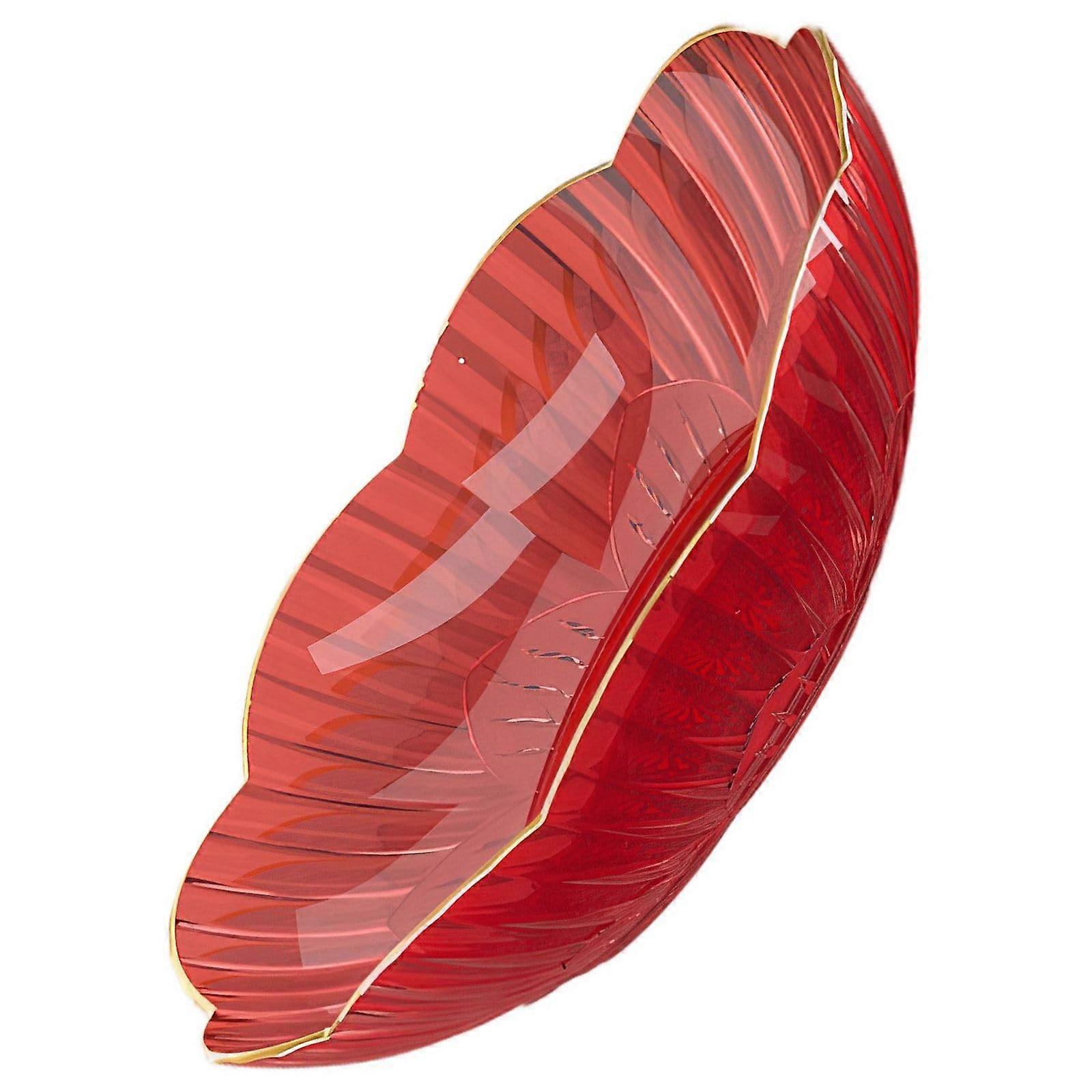 Modern Stackable Fruit Serving Tray with Elegant Petal Design, Food Grade PET, Red 14.5x2.3 cm