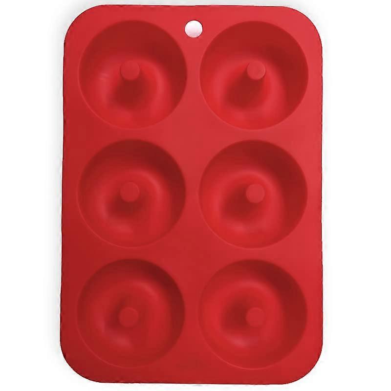 Silicone Baking Mold Nonstick Easy Release Round Doughnut Cookie Cake Pan Oven Microwave Safe Red