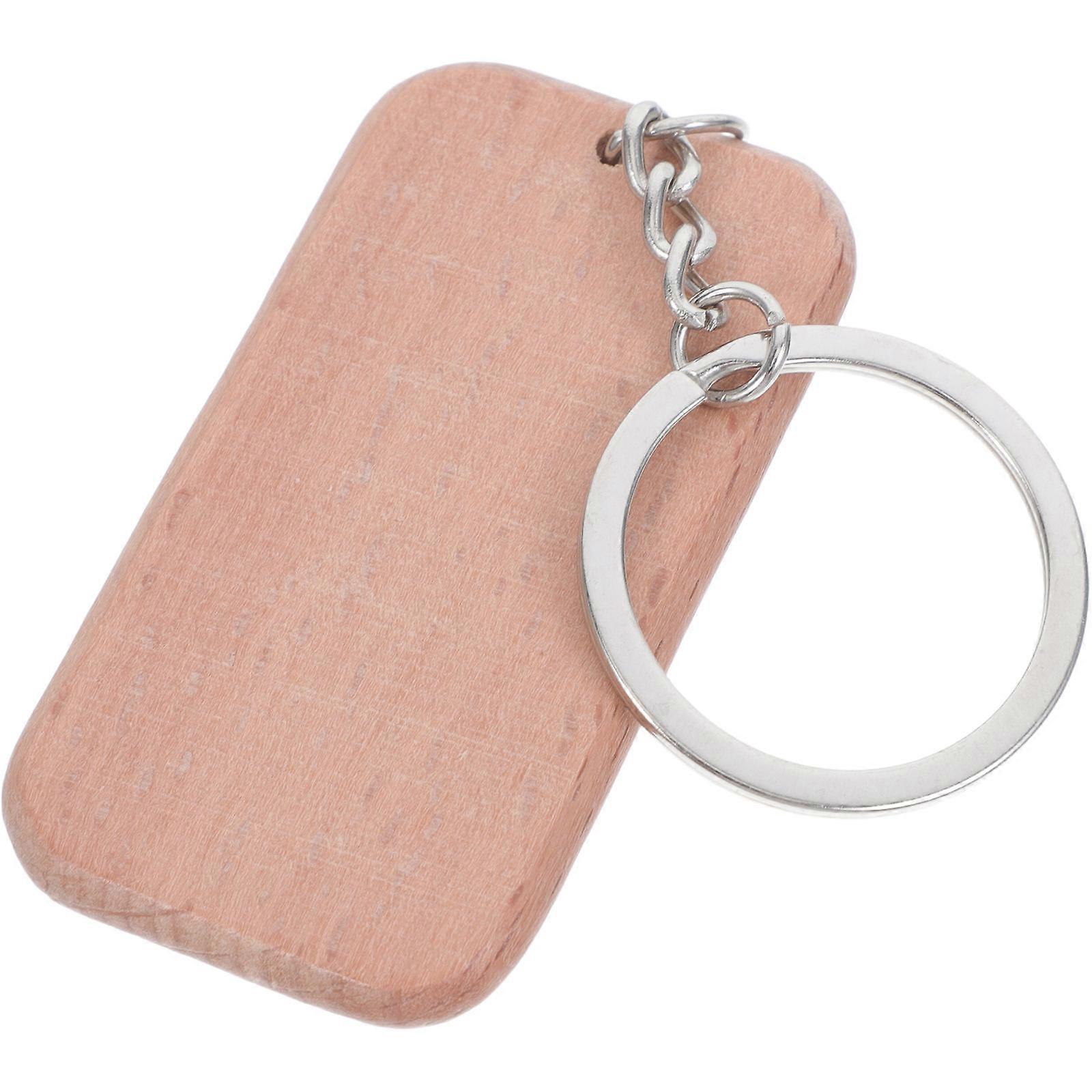 10Pcs Wooden Keychain Blanks for DIY Crafts and Engravable Keychain Tags