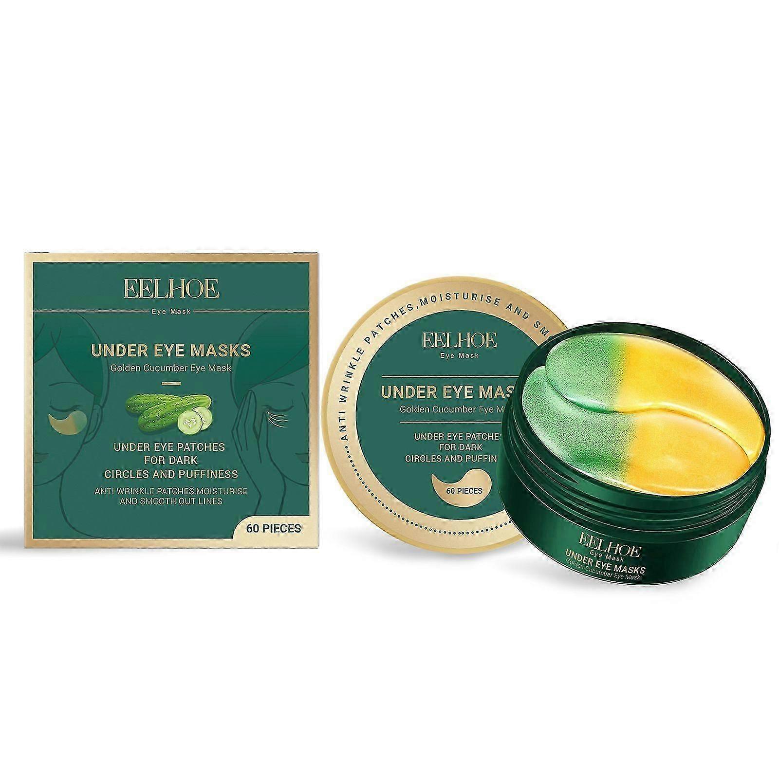 Gold Cucumber Eye Mask - Hydrating Two-Color Patches for Youthful Skin, 60 Pieces