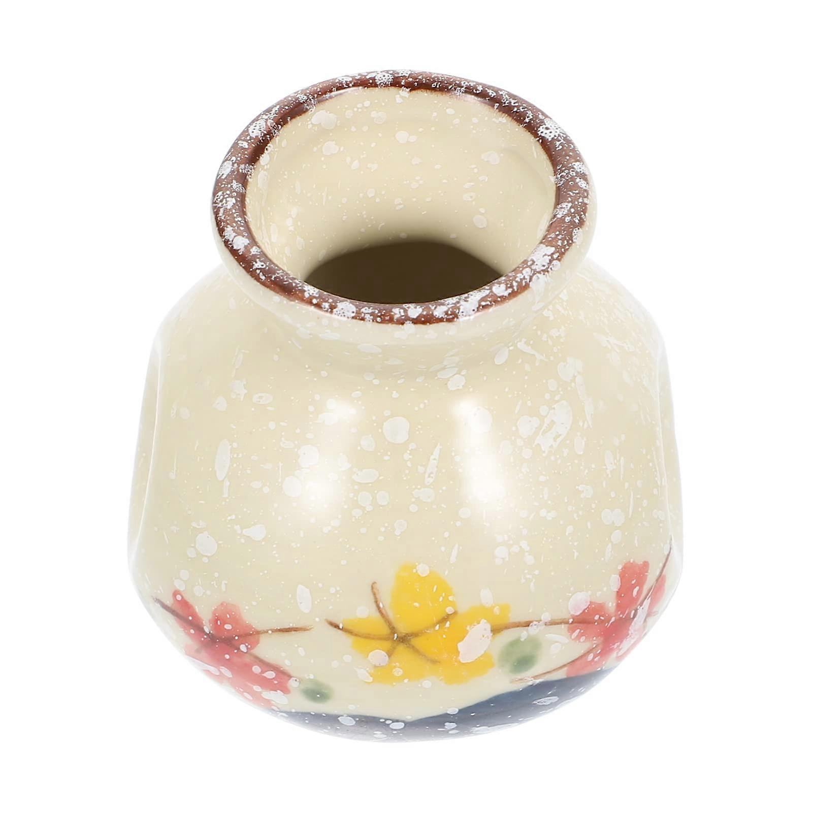 Mini Flower Vase Retro Style for Desk or Shelf Decor with Wide Base and Multipurpose Use