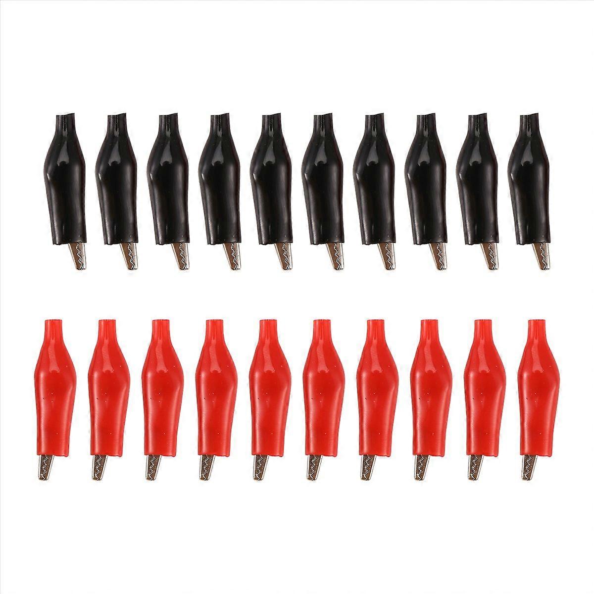 20 Pcs Black Red Soft Plastic Coated Testing Probe Alligator Test Clip