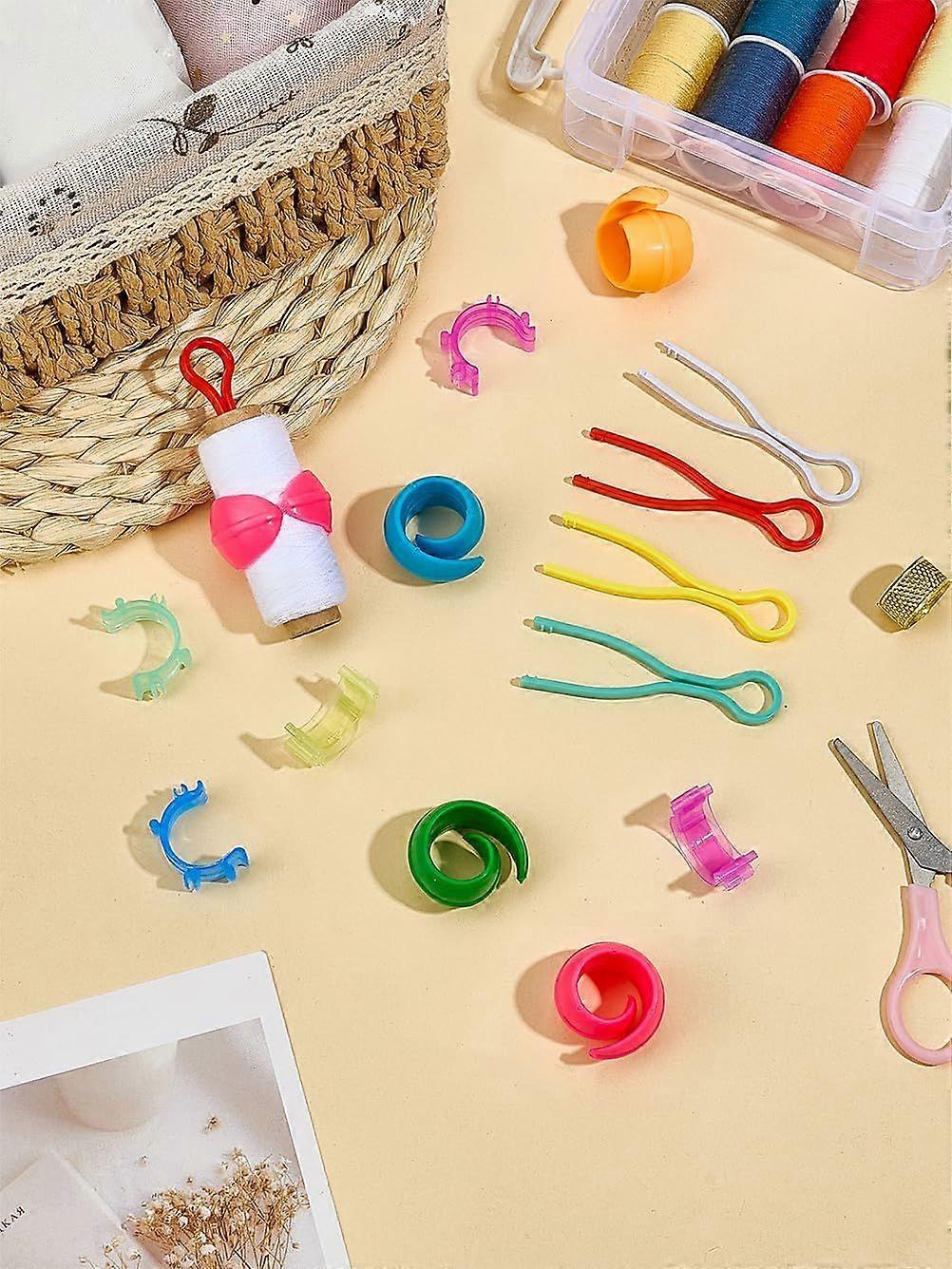 24Pcs Silicone Thread Spool Huggers Bobbin Thread Organizing Clips Mixed Color Organizer Holder Sewing Tools for Most Sizes of Bobbin Spools 17~68x19~