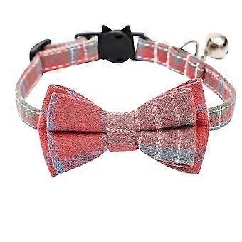 New cotton plaid cat collar bowknot detachable bell pet supplies cat ring