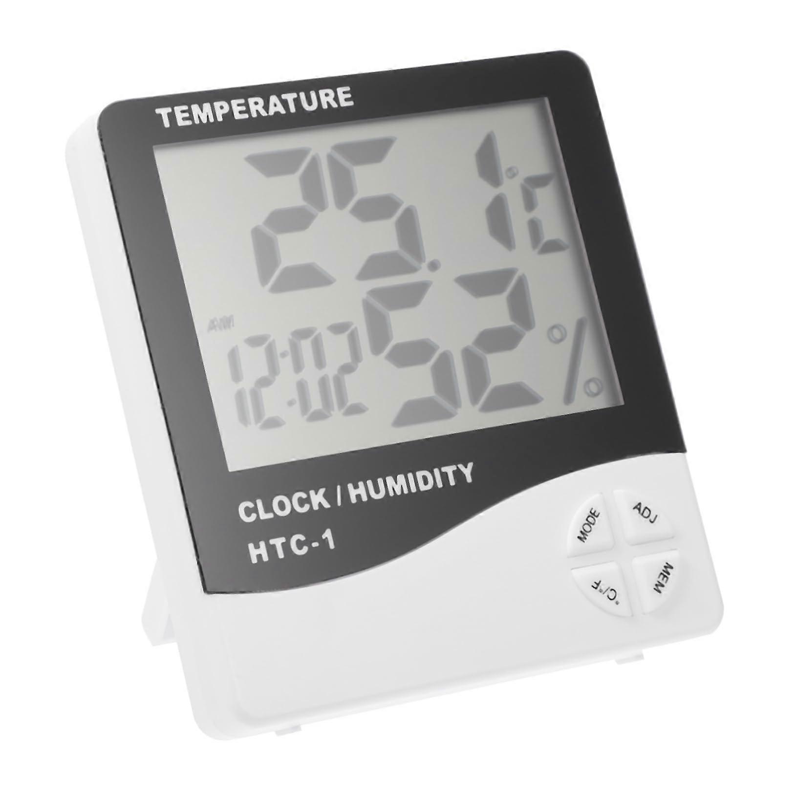 Digital Thermometer Clock with Humidity LCD Display for Home Office Indoor Climate Monitor