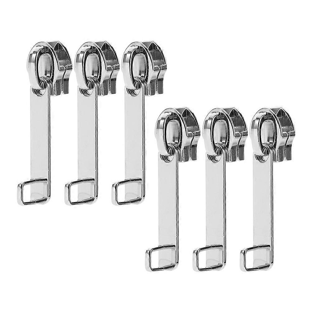 Dual Layer Explosion Proof Zipper Pulls for Luggage 6Pcs Travel Use Silver