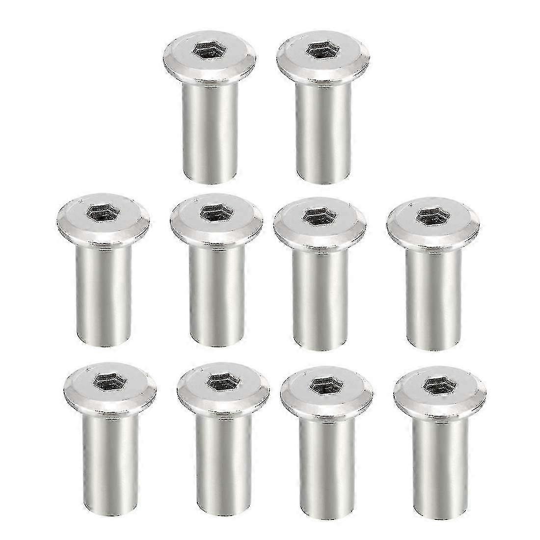 Furniture Sleeve Nut M8x20mm, Insert with Hex Socket Head for DIY Projects, 10pcs