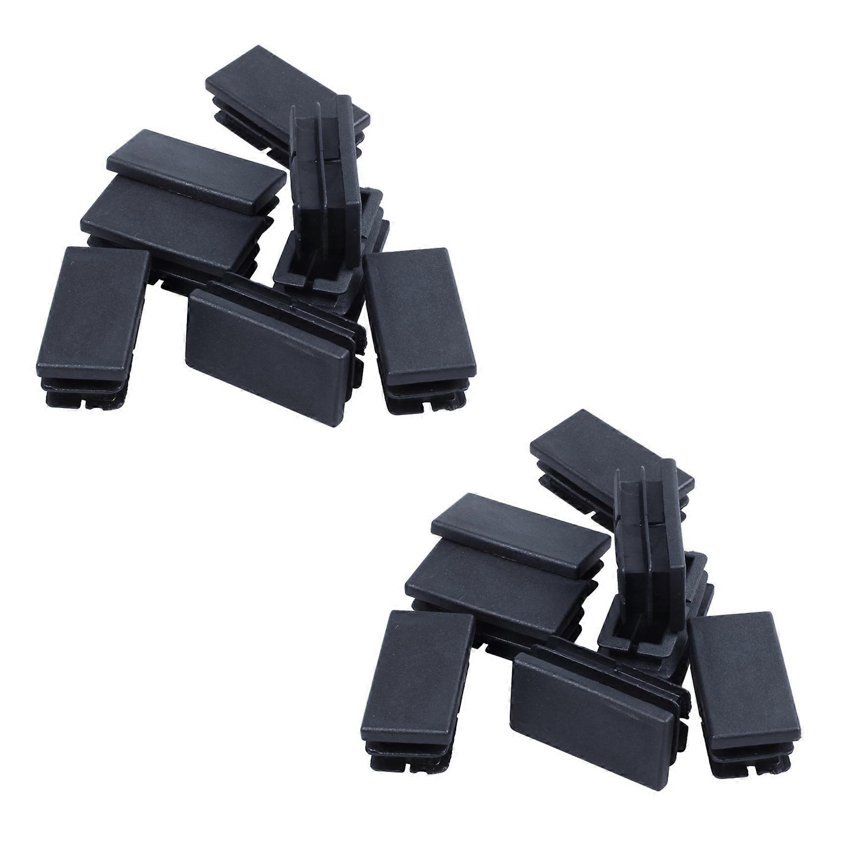 16 Pcs Black Plastic Rectangular Blanking End Caps Inserts 20mm x 40mm