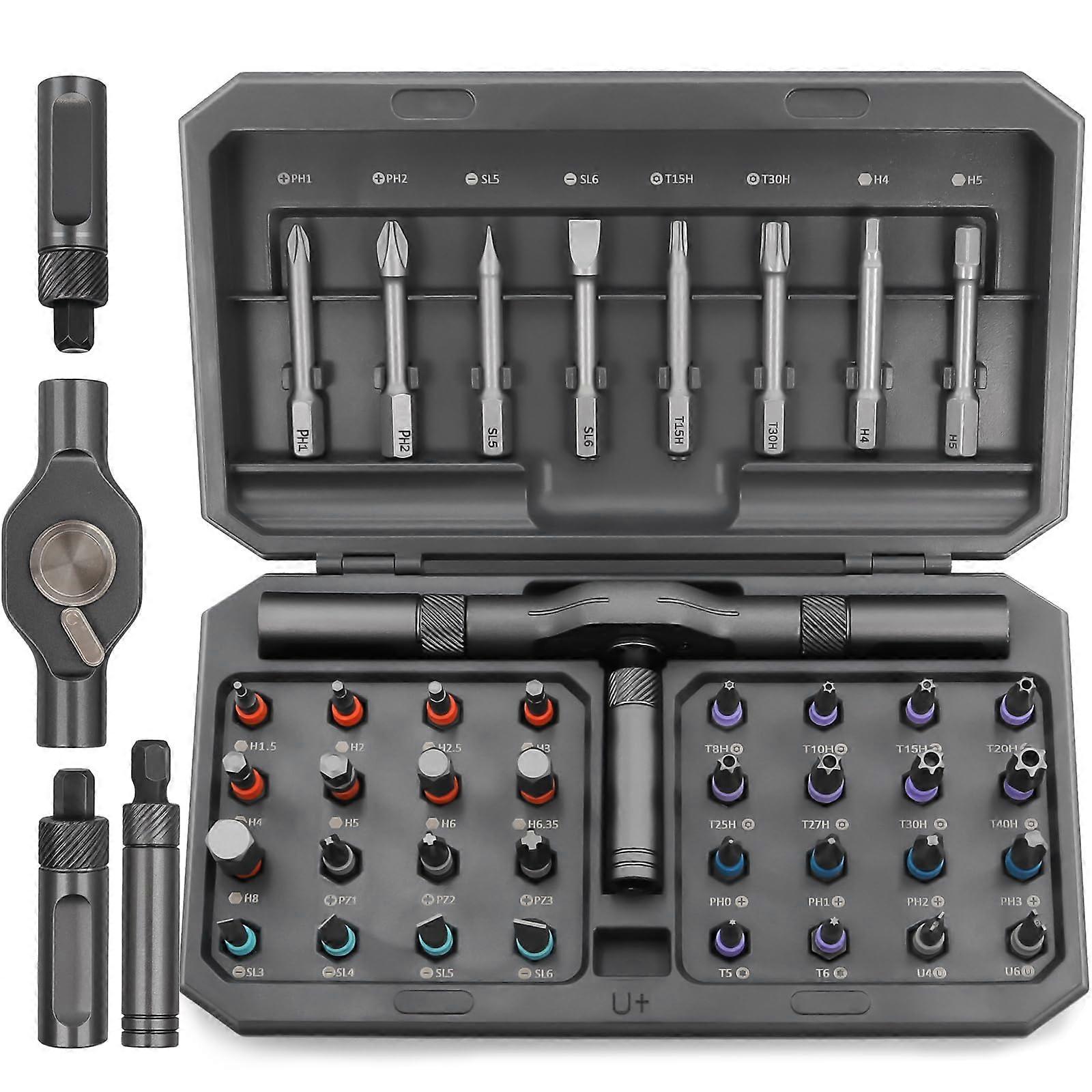 42 in 1 Magnetic Ratchet Screwdriver Set with Reversible Mechanism and Extended Bits for Electronics Bicycle Computer