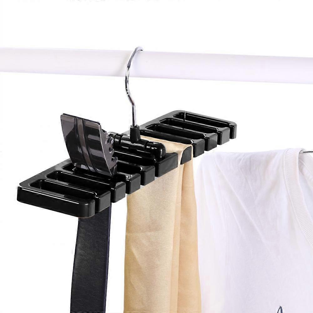 Tie and Belt Organizer with 360° Rotation, SpaceSaving Closet Hanger Rack, NonSlip Arms, Black