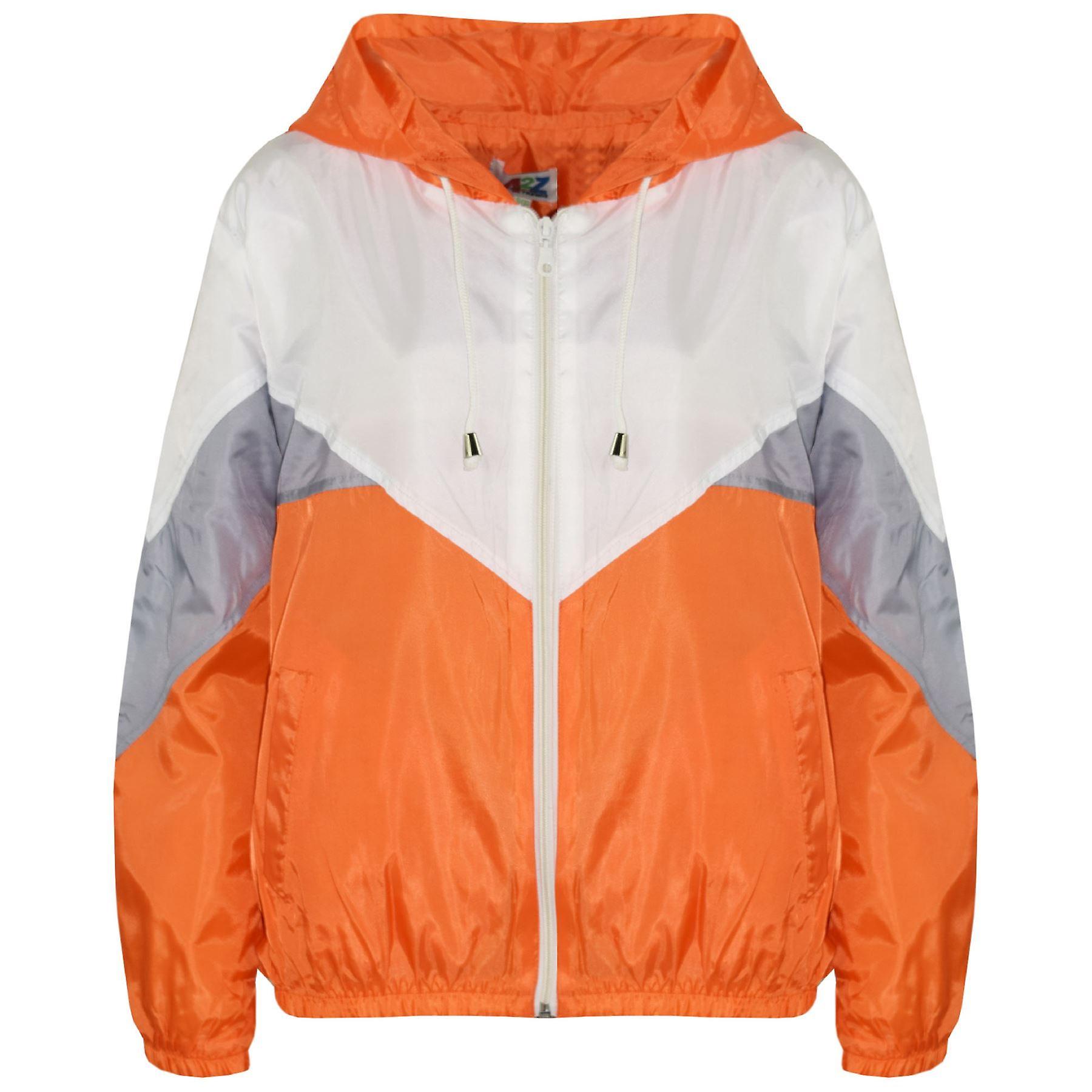 Enfants Unisexe Orange Lambrissé à capuche Imperméable