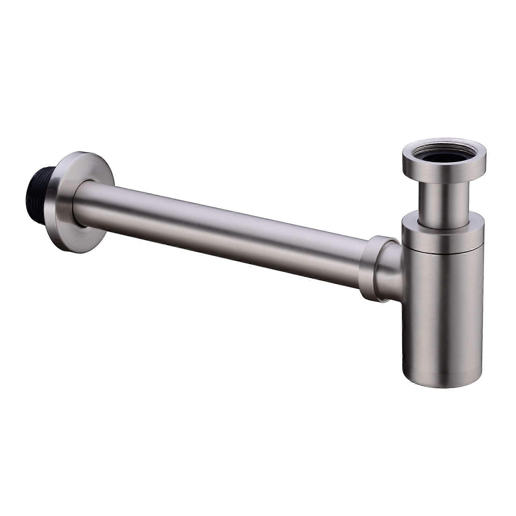 Brushed Nickel Brass Bottle Trap for Basin Sink, Adjustable Height Drain Kit with LeakProof Seal