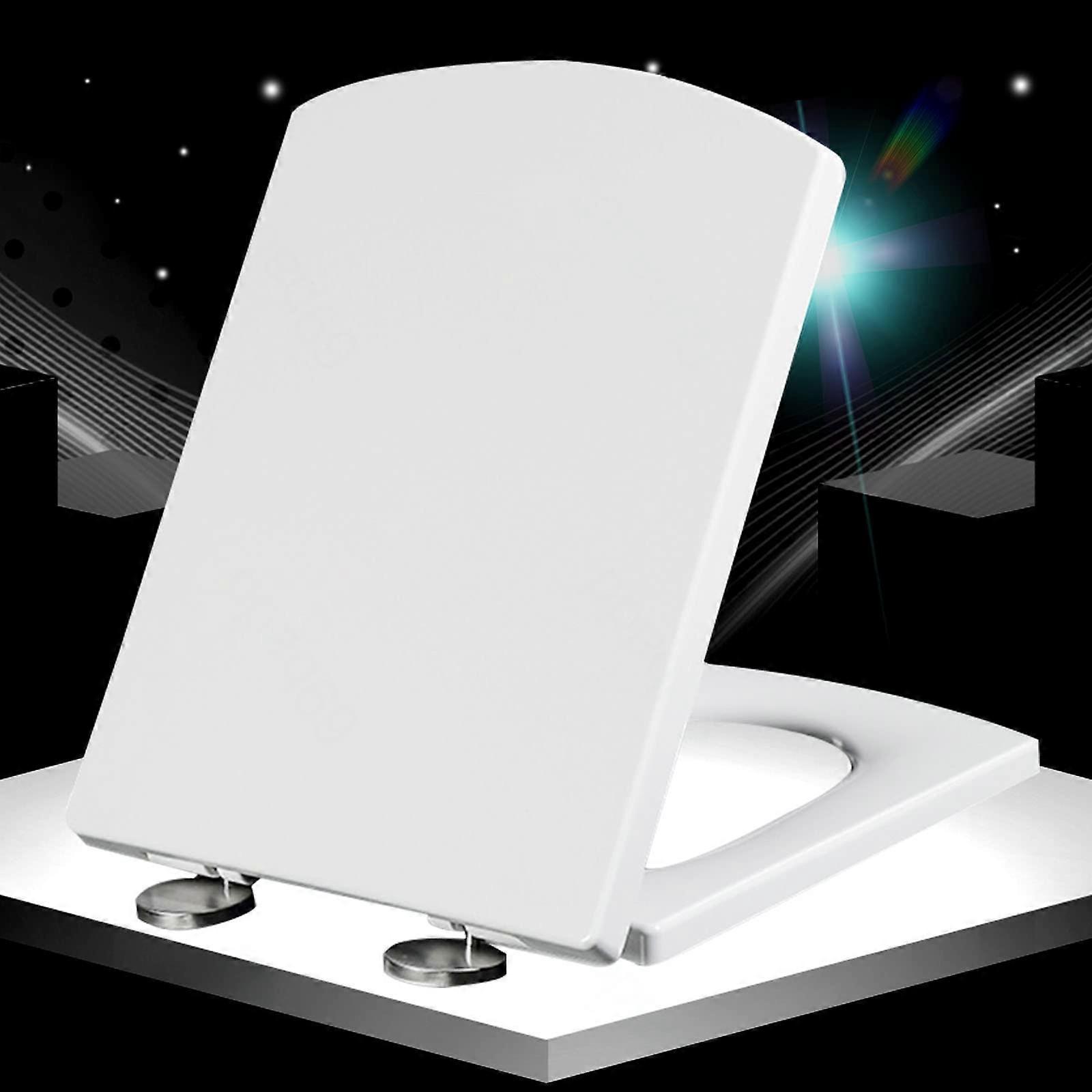 Square Soft Close Toilet Seat with Quick Release Hinges, Easy Fix, White 34.5 x 43cm