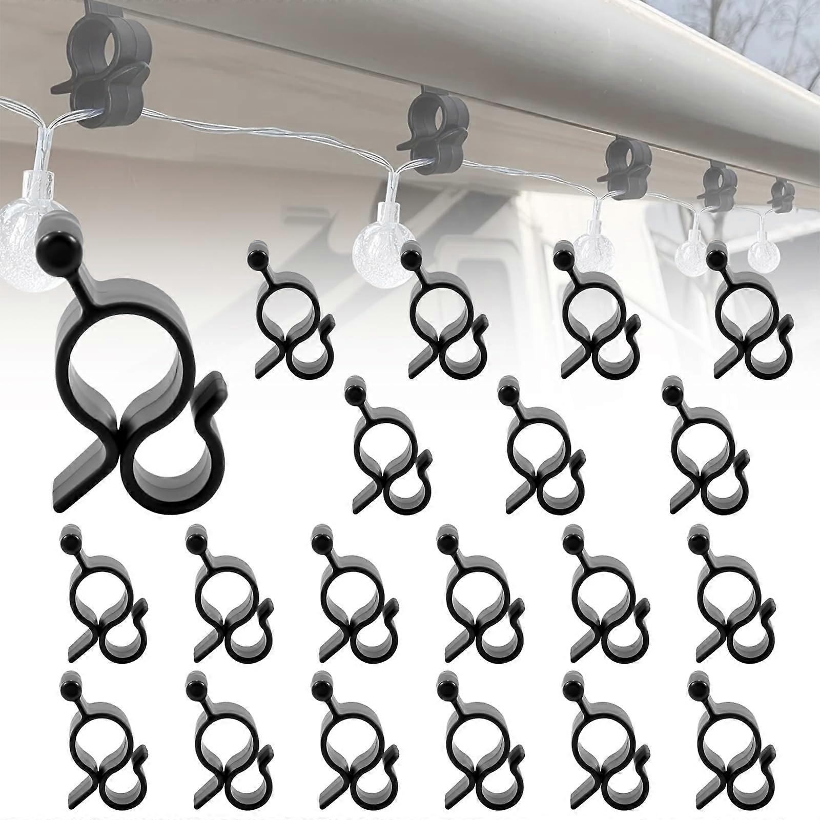 20 Pack RV Awning Light Clips and Camper Awning Hooks, Dual Hanging Positions, Tool Install