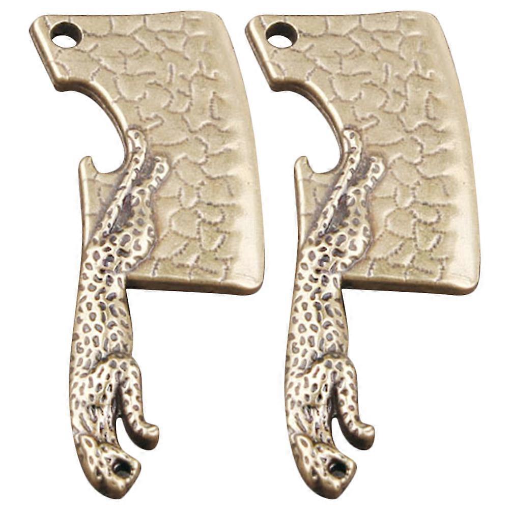 Brass Leopard Pendant Decoration for Keychain Crafts 2Pcs