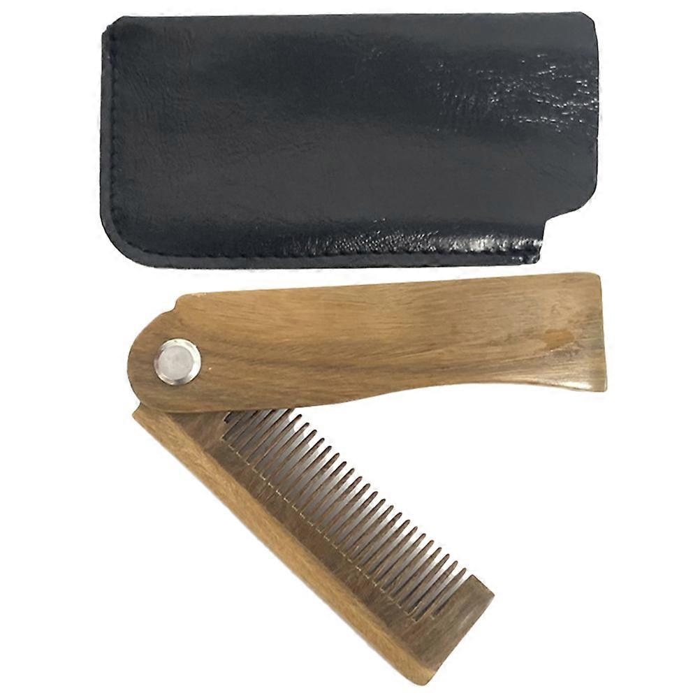 Wooden Pocket Comb Beard Comb for Styling 1Set with Folding Mustache Case