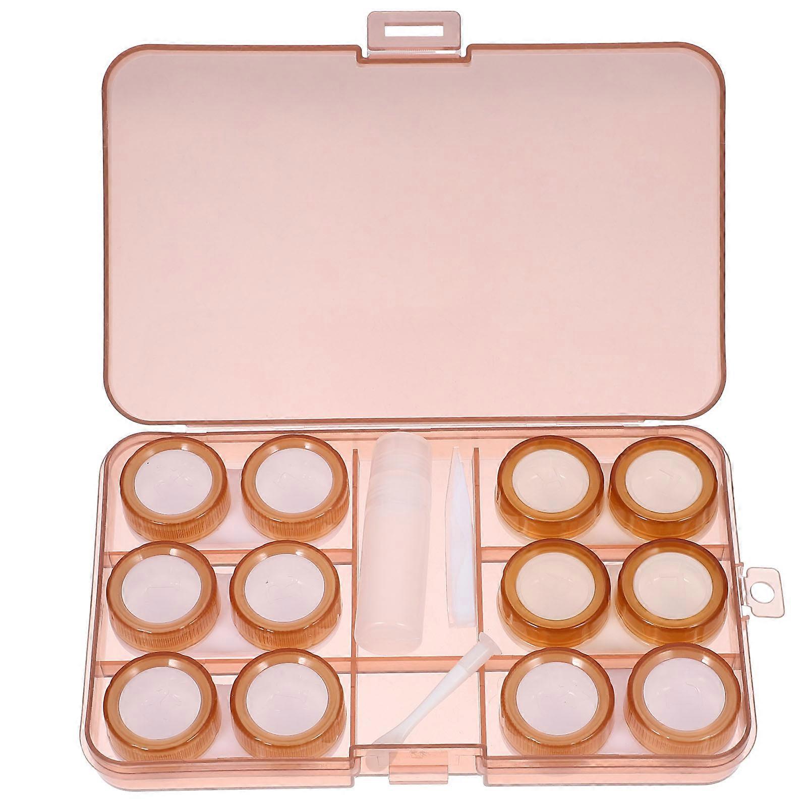Contact-Lens Case Brown Plastic Portable Lens Storage Box 1Set for Storage