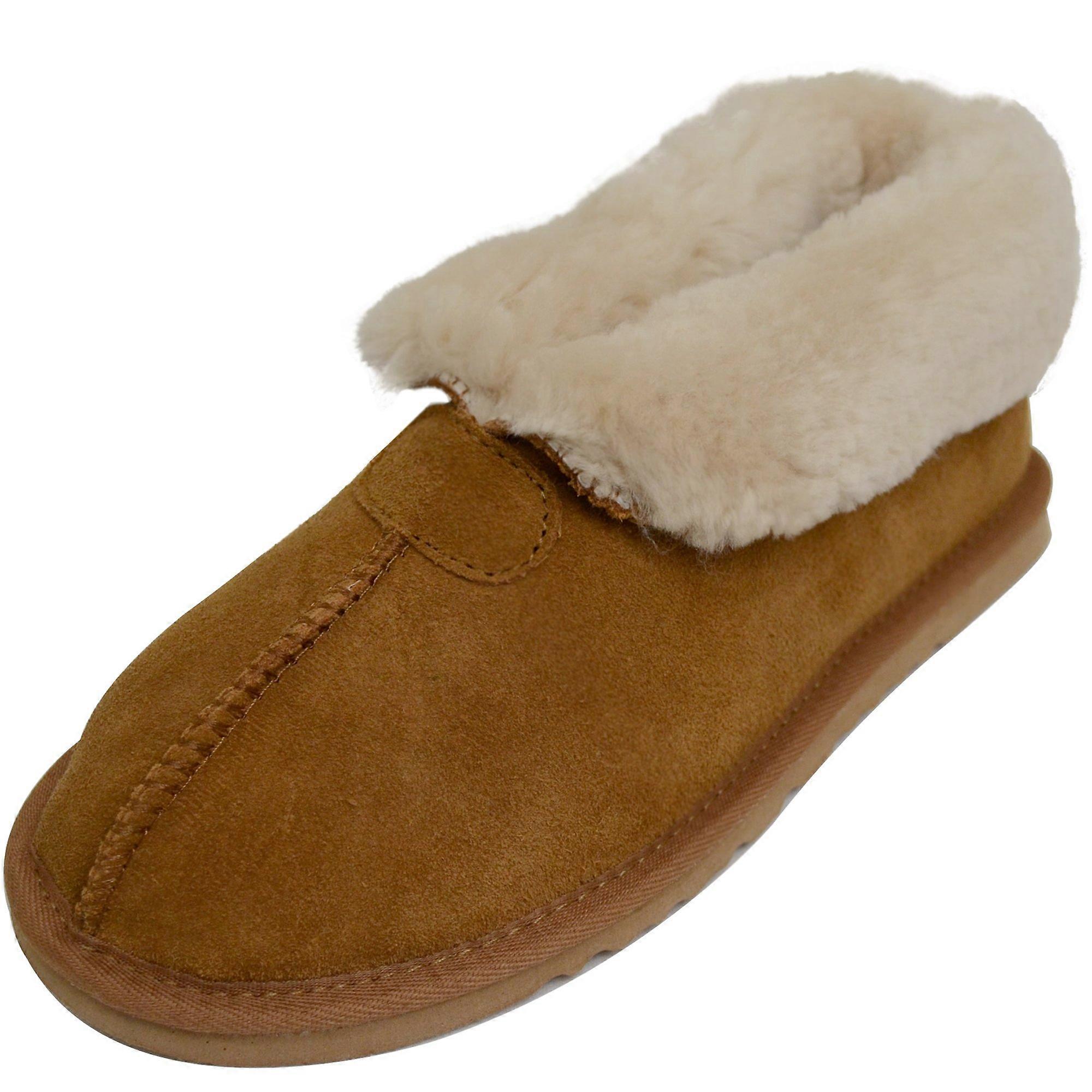 SnugRugs Sheepskin Boot Slippers with Extra Thick Wool Cuff & Lightweight Sole