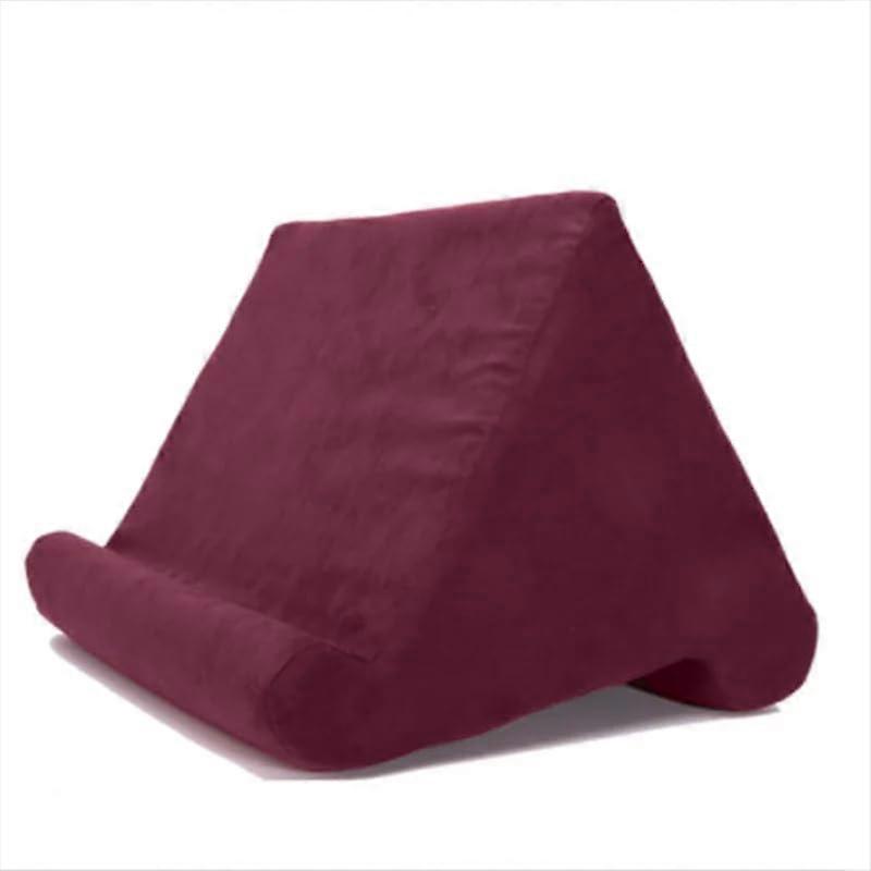 Wine Red Soft Sponge Tablet Stand Pillow for Bed and Couch Reading Gaming