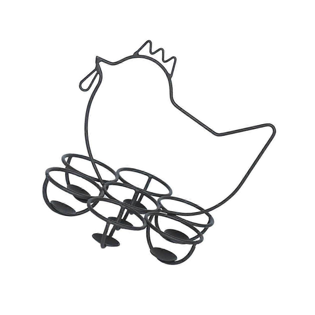 Egg Holder with Rustic Chicken Design, Metal Egg Storage Rack for Kitchen Countertop, Black Finish