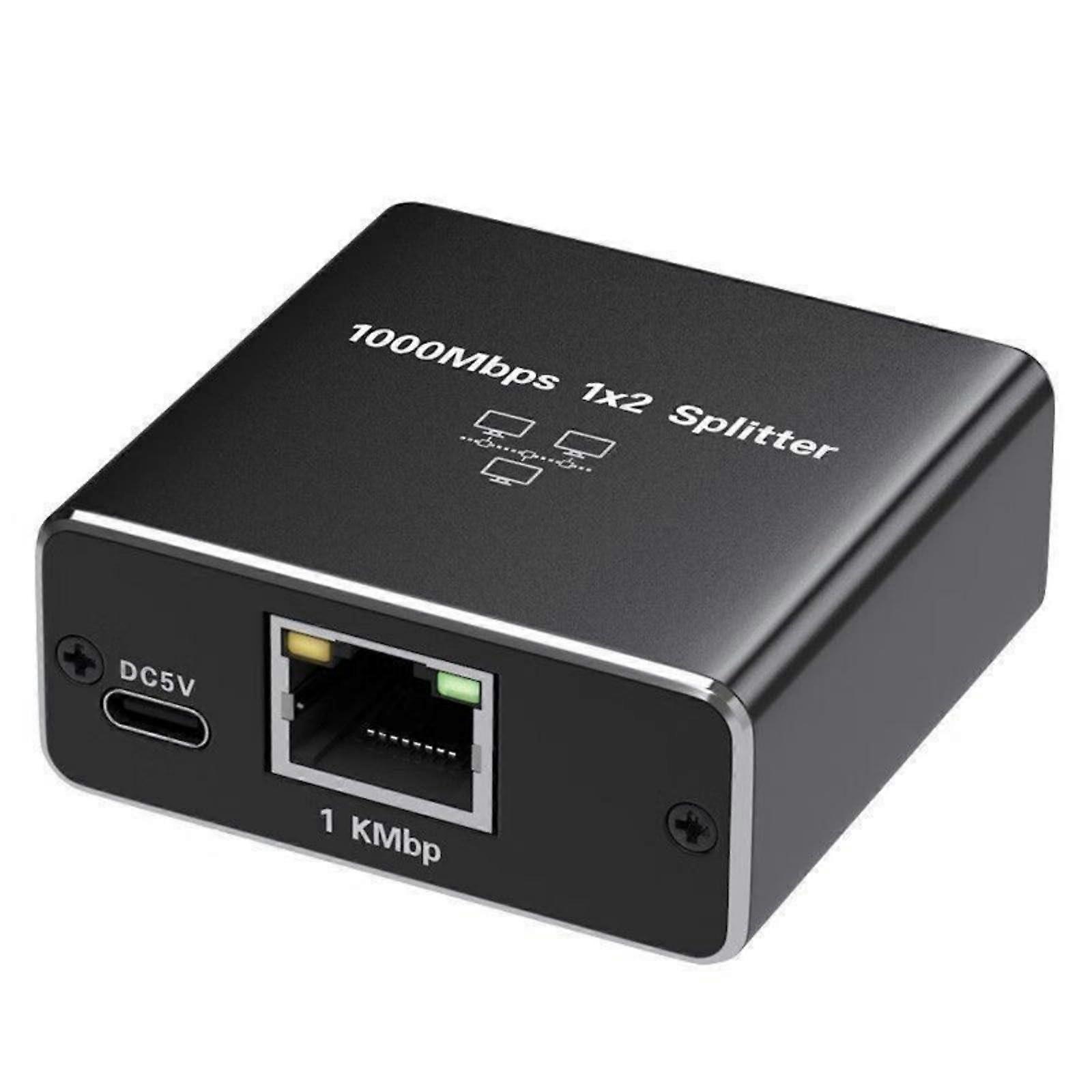 RJ45 Ethernet Splitter 1 to 2 USB Powered Gigabit Network Splitter for Stable MultiDevice Connection